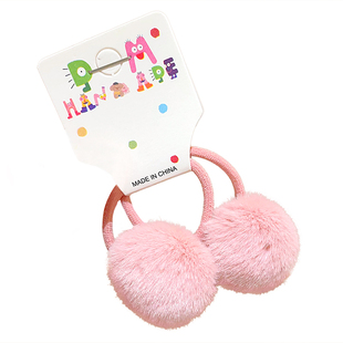 儿童秋冬毛绒球球发圈宝宝高弹力小皮筋发绳婴幼儿扎发不伤发头绳