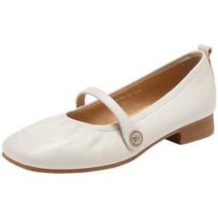 骆驼女鞋2026夏季新款舒适通勤时装单鞋百搭浅口粗跟玛丽珍单鞋女