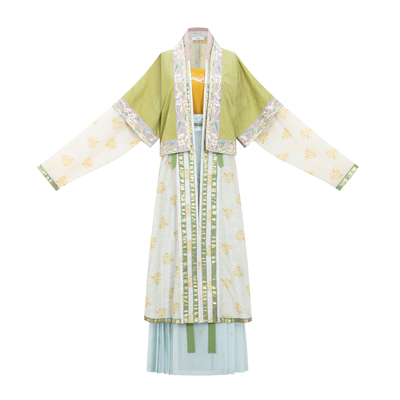 花朝记｜梨落｜宋制汉服貉袖对襟长衫百迭裙提花绣花仿花罗绿春夏