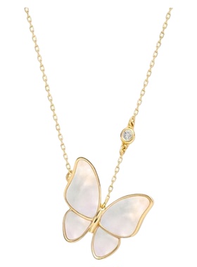 白蝶贝母18K钻石锁骨链送女友