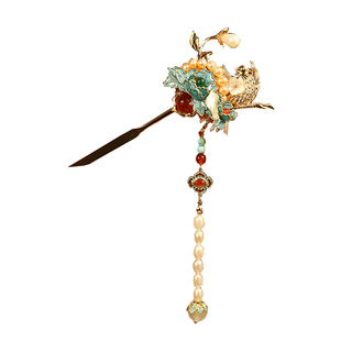 华容珠翠原创手工步摇发簪汉服旗袍复古头饰仿烧蓝滴油盘发饰古风