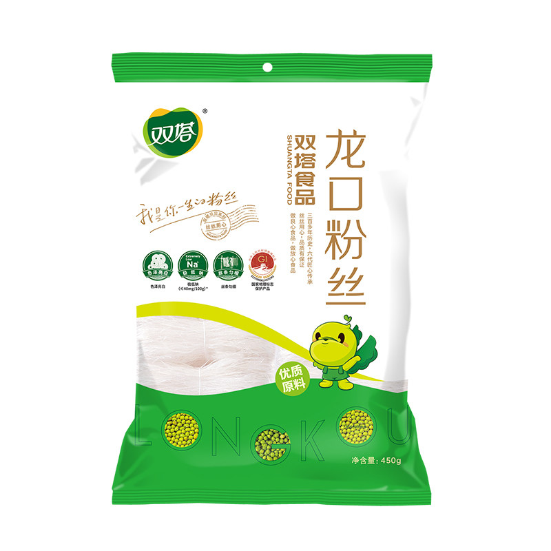 双塔正宗龙口粉丝方便速食锡纸花甲扇贝凉拌粉丝粉条干货450g袋装
