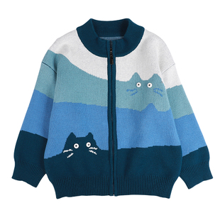 男童毛衣冬加绒加厚儿童针织衫开衫外套2025冬季新款男孩打底线衣