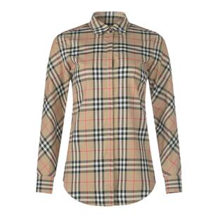 【甄品精选】BURBERRY博柏利 女士修身款长袖格子衬衫8018475