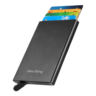 牛兵 潮牌金属钱夹超薄自动弹出式卡包男女卡夹防消磁盗刷卡套