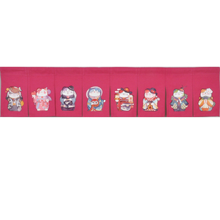 招财猫门帘吧台短帘隔断布日式门帘挂布出餐口前台装饰布帘可定制