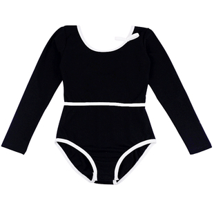 儿童芭蕾舞练功服长袖形体服黑色女生体操服连体舞蹈艺考体服女童