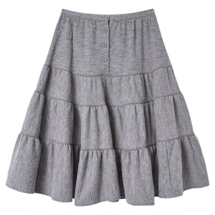 秒发！减龄设计感韩国2026新款viaplain衬衫+羊毛A字半身裙蛋糕裙