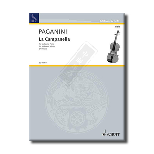帕格尼尼 钟 OP7 中提琴和钢琴 德国朔特原版进口乐谱书 Niccolo Paganini La Campanella viola and piano ED10414