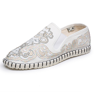 老北京千层底手工刺绣工艺布仆中国风一脚蹬色鬼男士软底脸谱布鞋