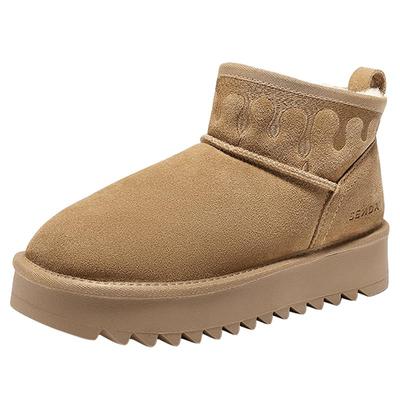 森达东北雪地靴真皮保暖加绒加厚