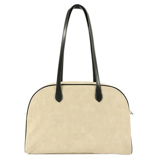 CryingCenter 茶色驼色绒皮撞色拼接容量单肩大包斜挎包