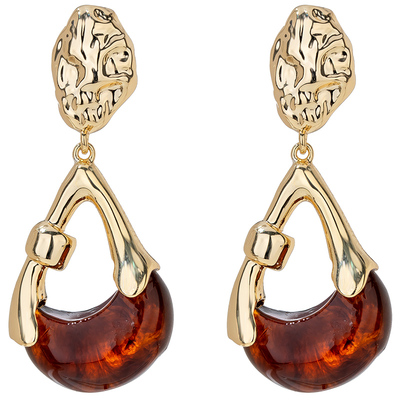 金色耳饰女树脂耳钉独特漂亮耳环