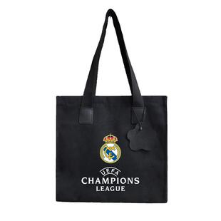 欧冠皇马拉齐奥马竞曼联足球迷帆布包手提学生书包单肩背包补习袋