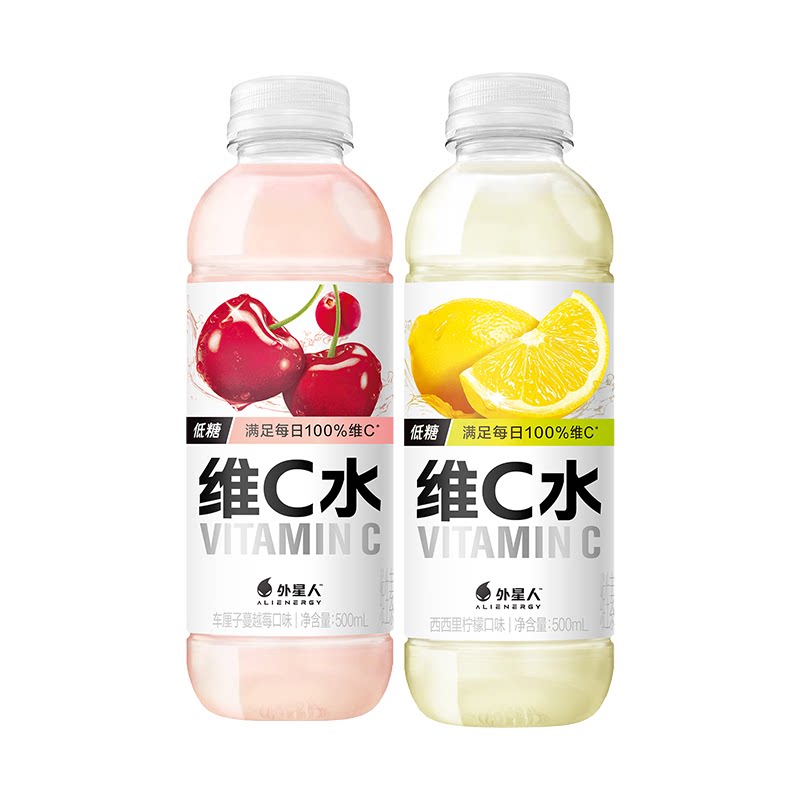 外星人维生素水 维B水维C水500ml*4瓶多口味组合补充多种维生素 维生素水实拍商品图