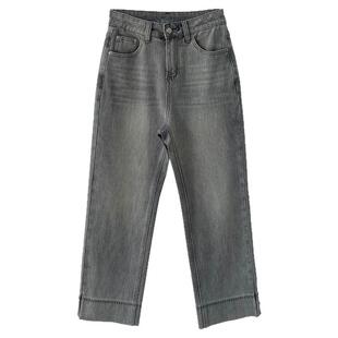 直腿神裤！显瘦高腰宽松直筒牛仔裤女春秋小个子九分裤窄版阔腿裤