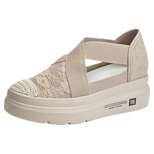 女士厚底凉鞋懒人鞋2026新款7cm内增高女鞋夏天薄款透气渔夫网鞋