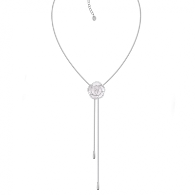 Tender Society Rosalie系列白贝母玫瑰V字长项链毛衣链长款素链