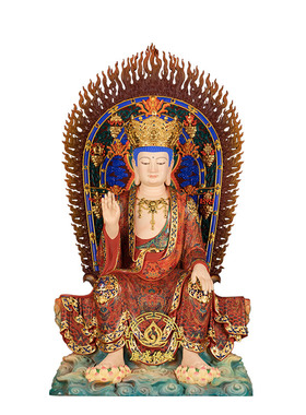 天冠弥勒神像铜彩绘摆件