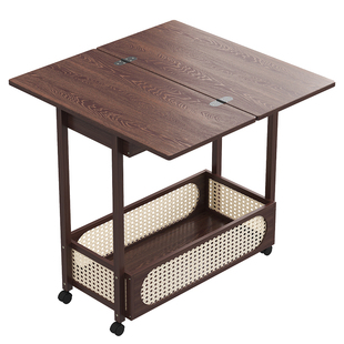 移动茶几边几沙发侧边储物柜客厅家用小户型实木中古推车折叠桌子