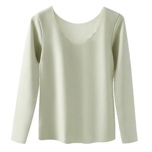 冬季V领加绒自发热保暖内衣女款秋衣秋裤套装打底衫隐形无痕内搭