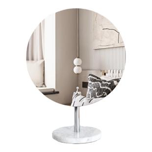 天然大理石摆台镜现代轻奢大尺寸梳妆镜铁艺化妆镜梳妆台镜子高清