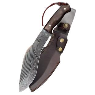 汉道大马士革纹钢巡山砍柴刀锋利劈柴砍树专用刀野外开山排障刀