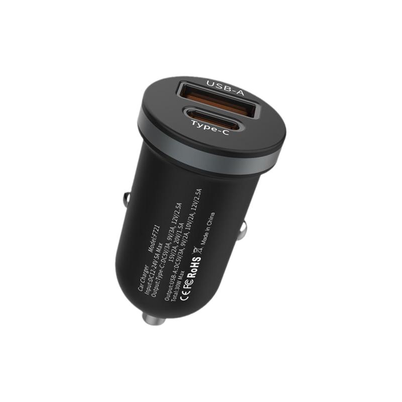 车载点烟器充电头充电器30W快充USB+Type-C适用苹果华为三星小米