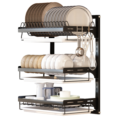 厨房碗碟收纳架放碗架收纳架壁挂水槽碗盘餐具盘子台面双层沥水架