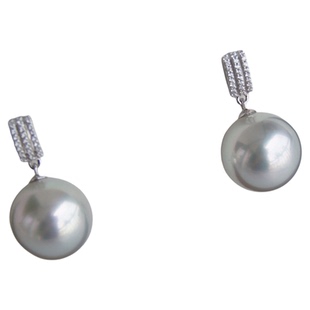 天然海水南洋澳白珍珠正圆强光简约时尚18K黄金优雅耳饰戒指定制