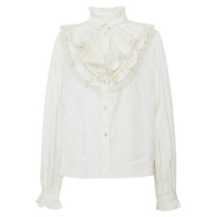 lulualways秋季新款法式优雅百搭花边领短款衬衫女【商场同款】