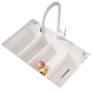 日丰云白水槽日式洗菜盆厨房家用大单槽洗碗盆一体台下盆白色水槽