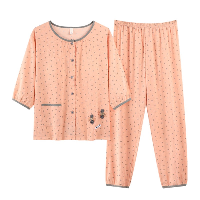夏季薄款带胸垫女睡衣套装大码