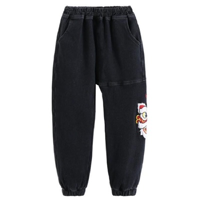 男童裤子牛仔加绒加厚一体绒长裤