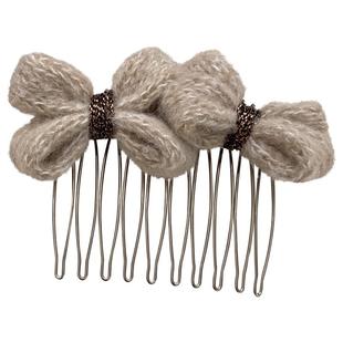 韩国甜美针织蝴蝶结发夹高级感侧边碎发倒插梳温柔2025新款女发饰