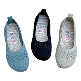 夏季新款老北京布鞋镂空透气软底豆豆鞋一脚蹬妈妈鞋平底飞织女鞋