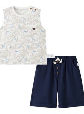 tartineetchocolat法国巧克力童装26夏季新款男童背心短裤两件套