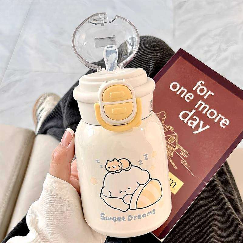 高颜值保温杯女2025新款大容量女生小巧便携316不锈钢吸管杯水杯