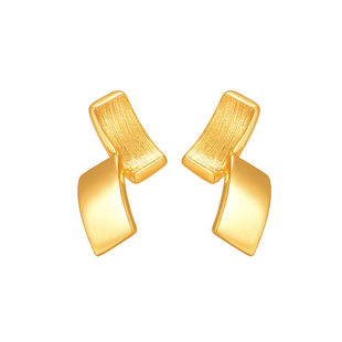 明牌珠宝5G黄金几何耳钉 足金迷幻都市时尚百搭耳饰送女友AFH0321