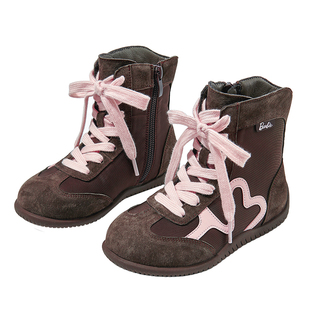 芭比童鞋女童靴子2025新款秋冬运动棉鞋拳击鞋加绒短靴儿童运动鞋