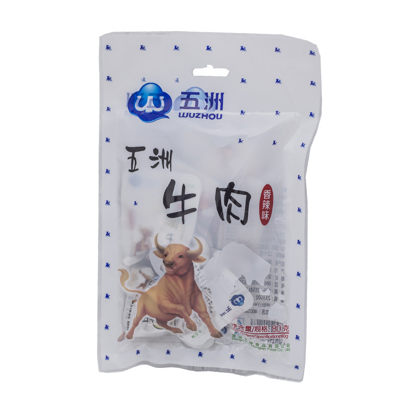 五洲牛肉五香/香辣80g安徽特产独立小包装卤制熟食卤味即食零食品