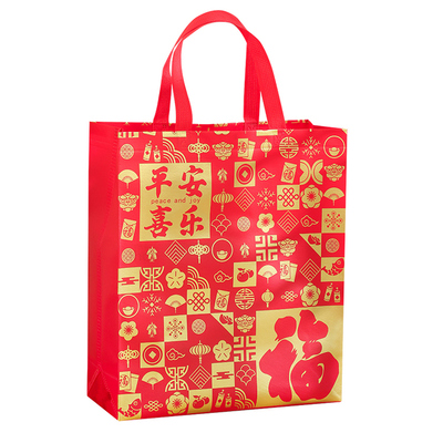 加厚无纺布大红福字礼品袋手提袋