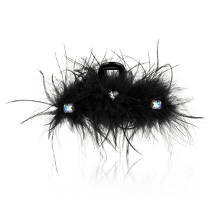 黑色羽毛抓夹女鸵鸟毛发夹高级感2026新款后脑勺显发量毛毛鲨鱼夹