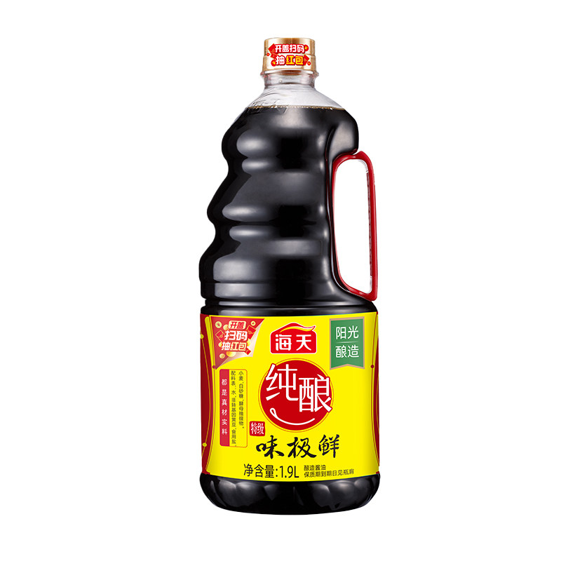 海天纯酿味极鲜酱油1.9L黄豆酿造炒菜凉拌煲汤蘸料调味品特级