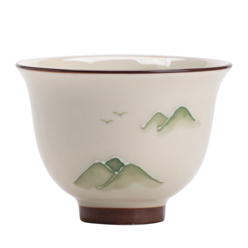 手绘远山陶瓷功夫主人茶杯