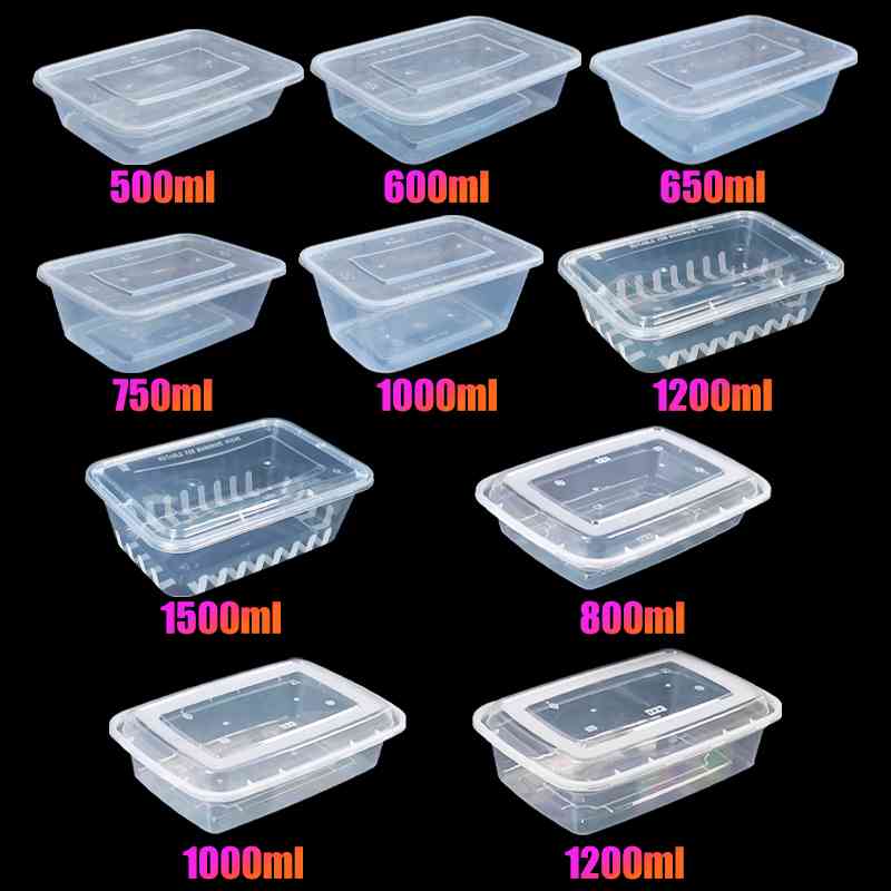 长方形餐盒商用750打包盒一次性塑料透明500ml快餐饭盒外卖盒北秦