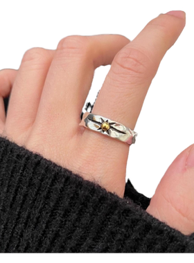 饰尚e族八芒星戒指女小众设计精致个性时尚开口戒子食指指环