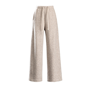 米色裤子慵懒风毛呢阔腿裤女2025新款冬季羊毛休闲裤直筒裤糯米裤