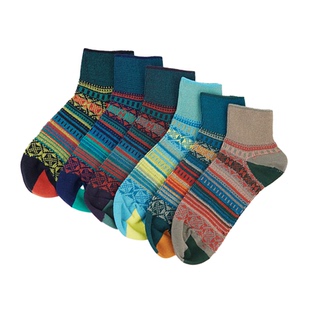 Qki精选 复古中筒男袜多款配色39-44码无骨袜子复古花纹条纹百搭