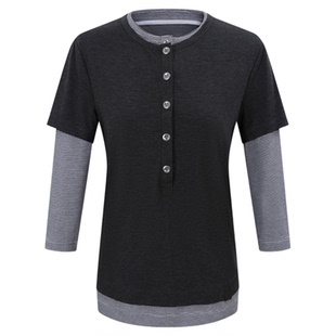 BALIANG「捌樑」笺'Arbor'凉感木浆纤维假两件撞色拼接中袖T恤